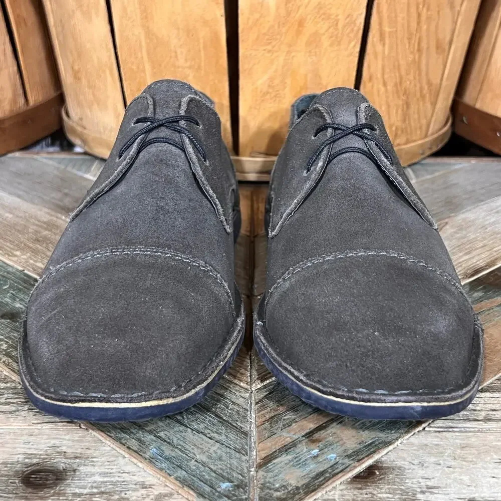 Vito Rossi 2-Eye Brown Suede Minimalist Cap Toe Derby Oxfords Mens Size 11